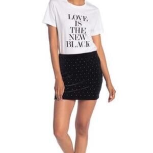 Rebecca Minkoff Black Betsy Rhinestone Velvet Mini Skirt Sz 0 NWT